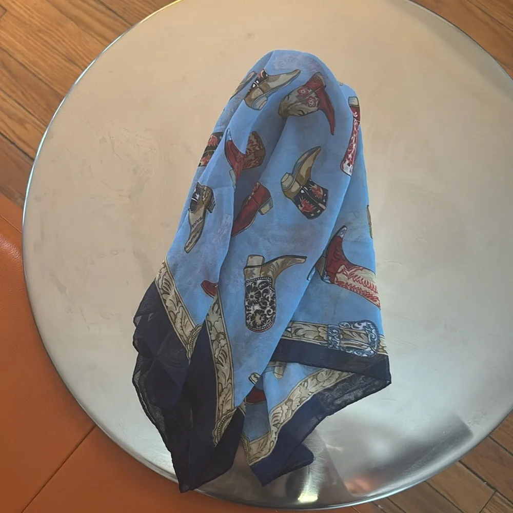 Stylish Cowboy Boot Print Scarf western cowgirl neck tie hair piece